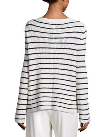 Shop The Row Stretton Striped Knit Top In Dark Navy Ivory