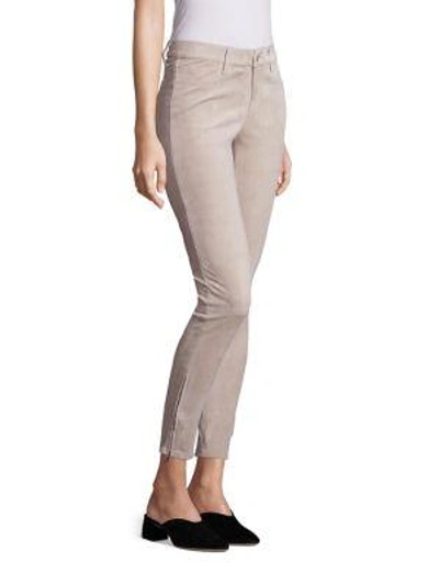 Shop J Brand Suede Skinny Ankle Jeans In Clay