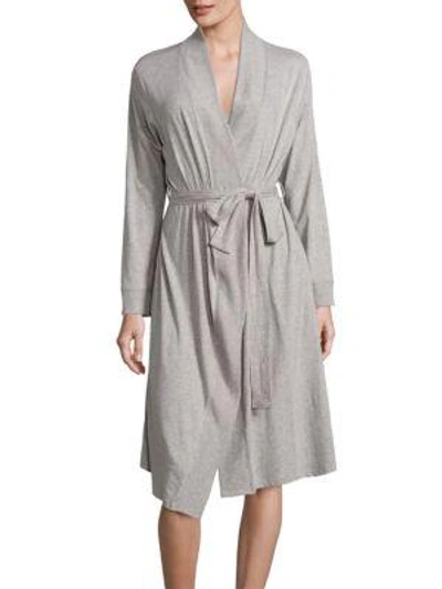 Shop Skin Heathered Cotton Jersey Robe In Heather Grey