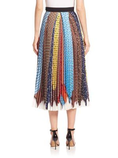 Shop Mary Katrantzou Uni Pleated Tie-print Skirt In Ties Animal