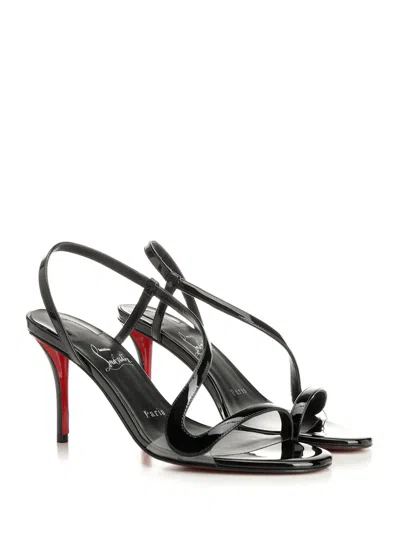 Christian Louboutin 100mm Pink Z Leather Slingback Heeled Sandals In Black
