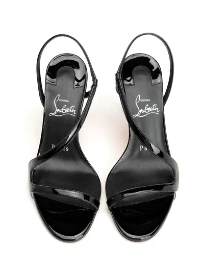 Christian Louboutin 100mm Pink Z Leather Slingback Heeled Sandals In Black