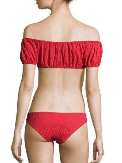 Shop Lisa Marie Fernandez Two-piece Leandra Button-down Bikini In Tomato Red