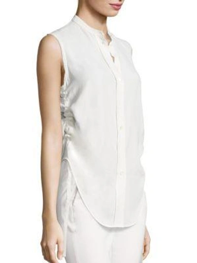 Shop Helmut Lang Sleeveless Ruched Blouse In Navy