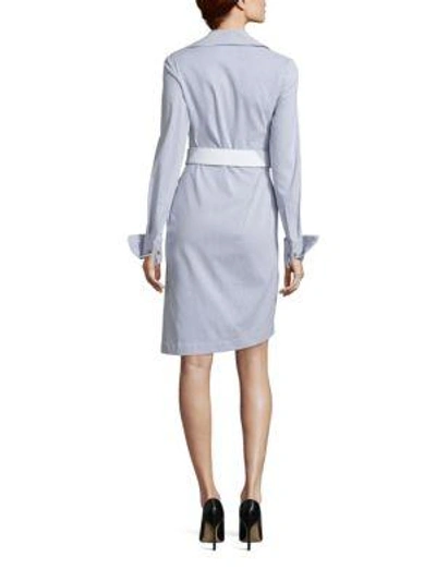 Shop Monse Belted Asymmetric Dress In Blue White