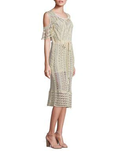 Shop See By Chloé Cold-shoulder Crochet Cotton Dress In Natural White
