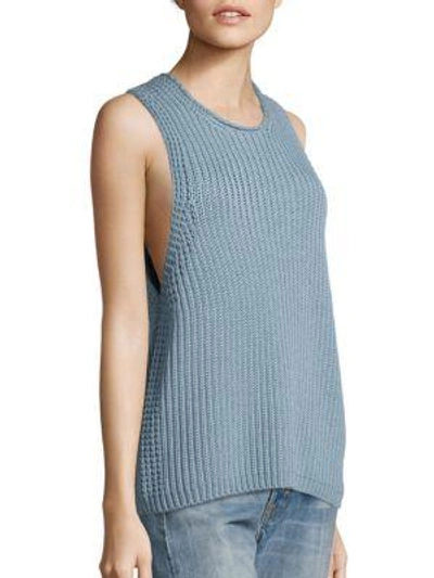 Shop Vince Waffle-knit Sleeveless Cotton Sweater In Khaki