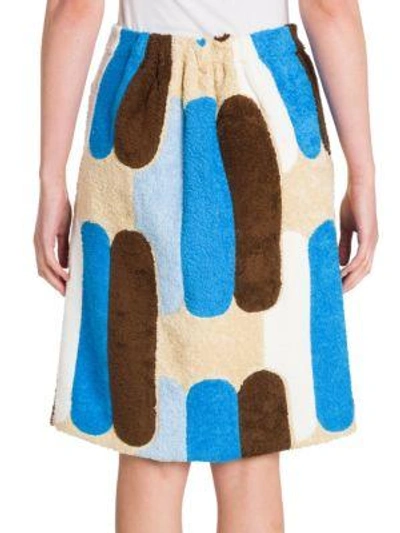Shop Miu Miu Printed Terry Cloth Skirt In Blue