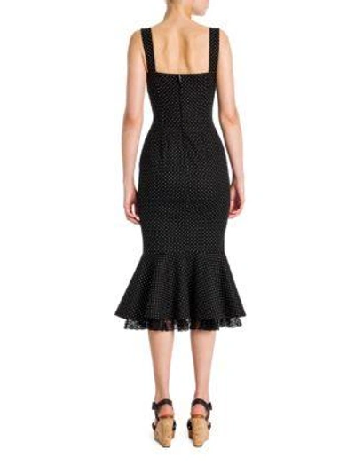 Shop Dolce & Gabbana Polka Dot Printed Dress In Black Micro Pois