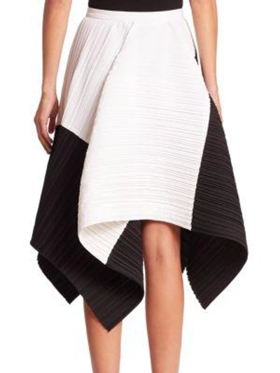 Shop Proenza Schouler Colorblock Asymmetric Skirt In Optic White-black