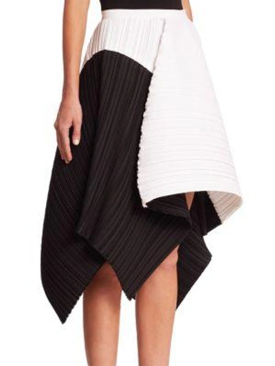 Shop Proenza Schouler Colorblock Asymmetric Skirt In Optic White-black