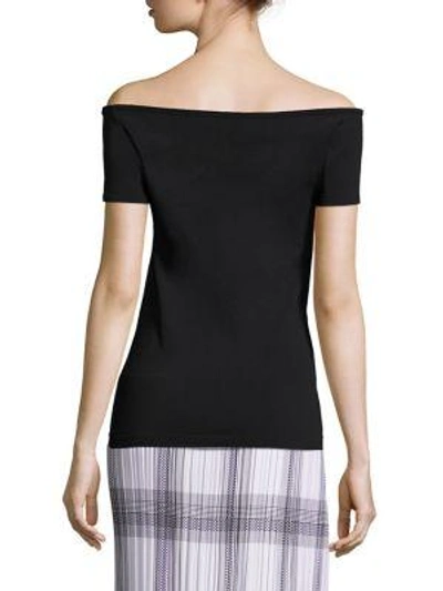 Shop Helmut Lang Boatneck Short Sleeve Top In Black