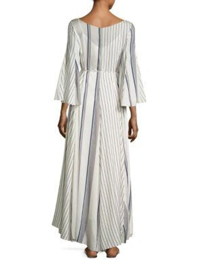 Shop The Row Selar Striped Bell Sleeve Dress In Ivory-multi
