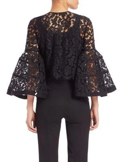 Shop Carolina Herrera Icon Bell Sleeve Lace Bolero In Black