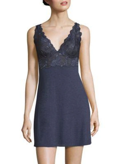 Shop Natori Sleepwear Women's Zen Floral Chemise In Night Blue