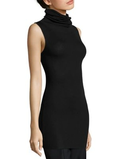 Shop Rick Owens Rib-knit Wool Turtleneck Top In Black