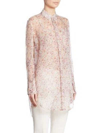 Shop Calvin Klein Collection Kershaw Floral-print Silk Tunic In Brush Rose