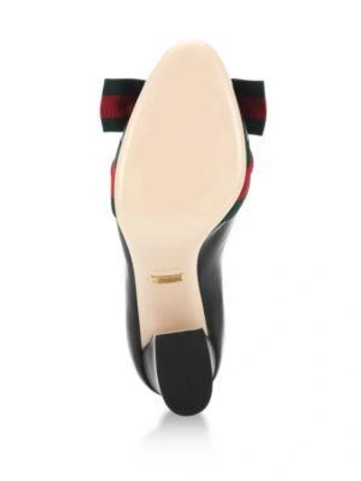 Shop Gucci Aline Grosgrain Bow & Leather Block Heel Pumps In Black