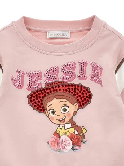 Monnalisa Kids' X Pixar Crystal-embellished Graphic-print Sweatshirt In Pink