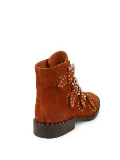 Shop Givenchy Elegant Studded Suede Booties In Caramel Brown