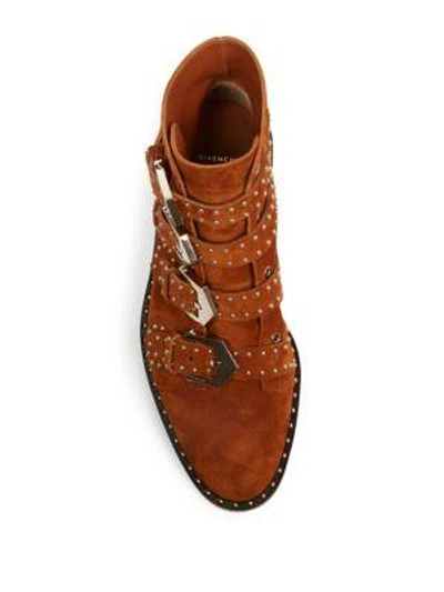 Shop Givenchy Elegant Studded Suede Booties In Caramel Brown