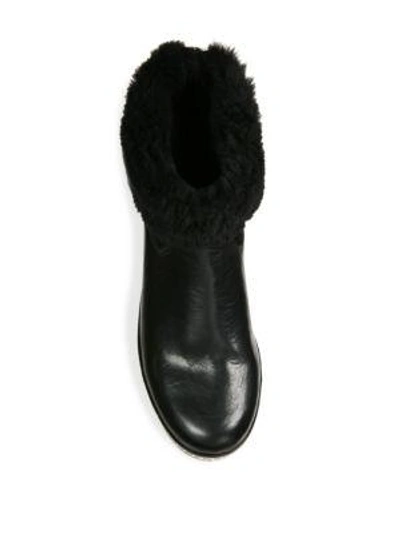 Shop Rag & Bone Nelson Leather & Shearling Clog Booties In Black