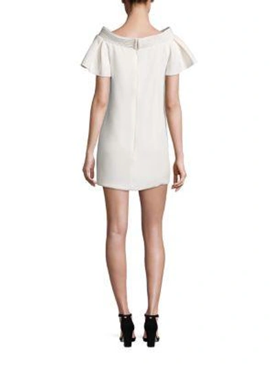Shop Brandon Maxwell Ruffle Shoulder Mini Dress In Ivory