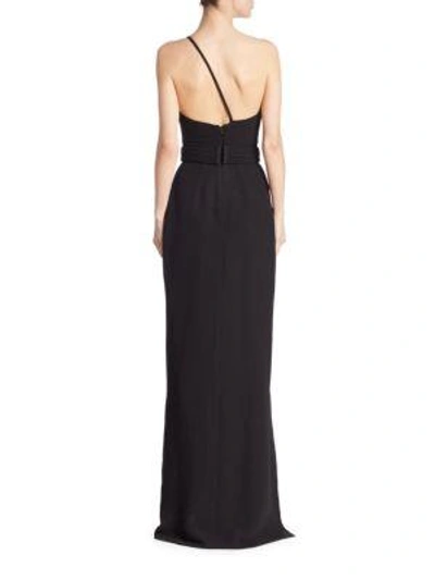 Shop Brandon Maxwell Fold-over Gown In Black