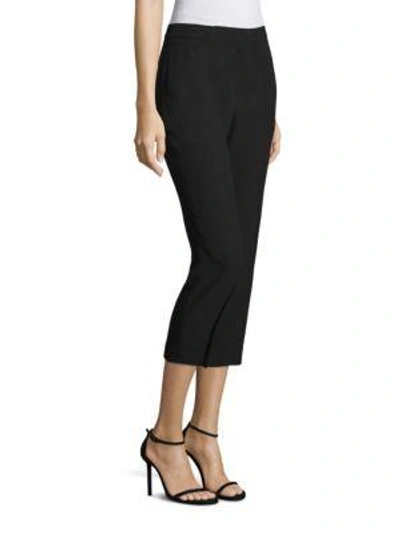 Shop Alexander Mcqueen High-waisted Stretch Leaf Crepe Pants In Black