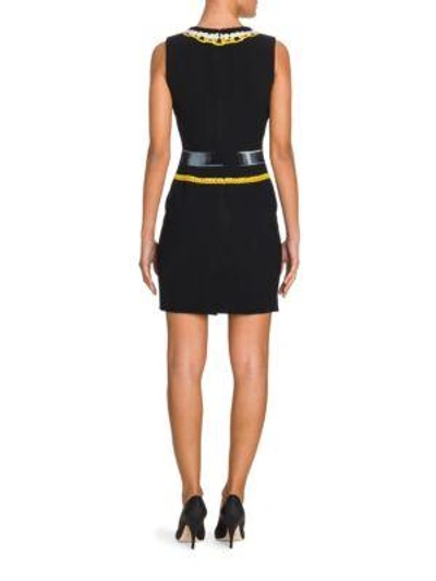 Shop Moschino Knit Pearls Logo Dress In Black