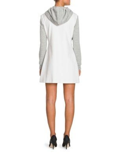 Shop Moschino Hoodie Logo Dress In Grey-white