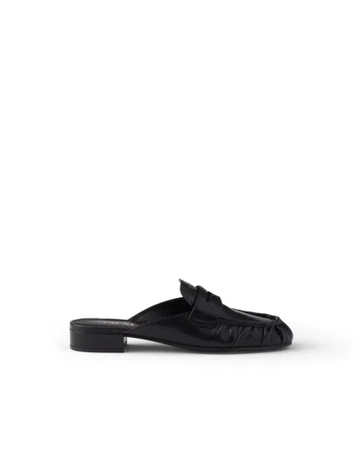Prada Leather Mules In Black