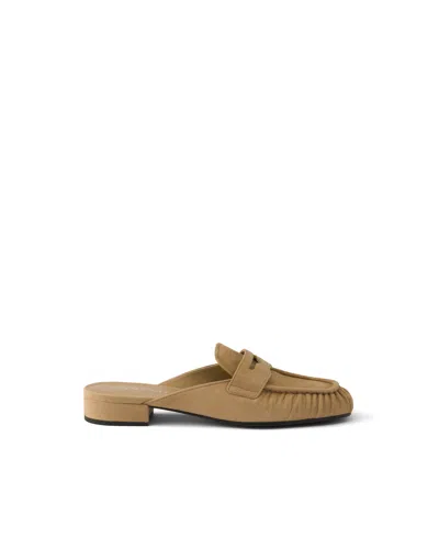 Prada Suede Mules In Brown