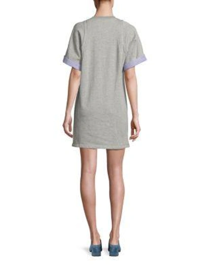 Shop 3.1 Phillip Lim / フィリップ リム Embroidered Cotton French Terry Tunic Dress In Grey Melange