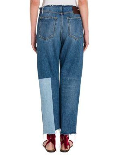 Shop Valentino Cropped Patchwork Denim Jeans
