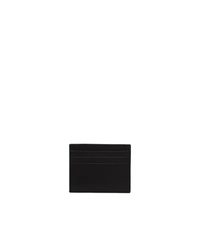 Prada Triangle Logo Saffiano Leather Cardholder In Black