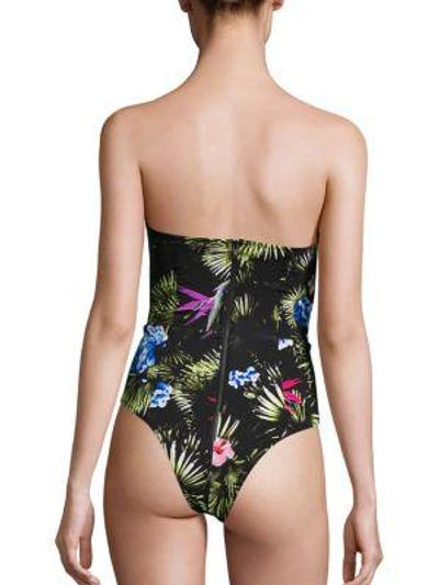 Shop Fleur Du Mal Tropical Strapless One-piece Swimsuit