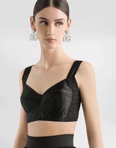Dolce & Gabbana Lace-trimmed Top In Black