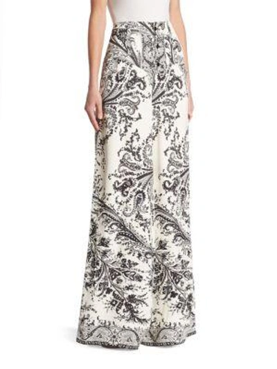 Shop Etro Paisley-print Wide-leg Pants In White