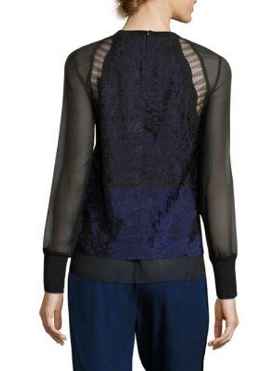 Shop 3.1 Phillip Lim / フィリップ リム Colorblock Silk & Lace Top In Cerulean Midnight