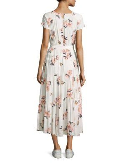 Shop Free People Floral Print Fit-and-flare Dress In Ivory Multicolor