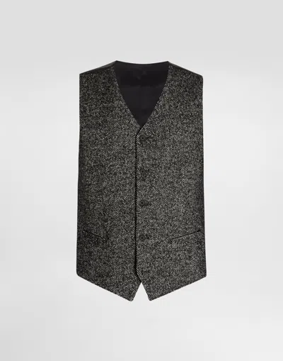 Dolce & Gabbana Wool Chevron Single-breasted Vest In Multi