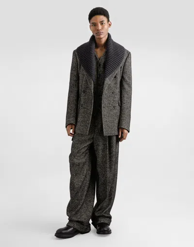 Dolce & Gabbana Wool Chevron Single-breasted Vest In Multi