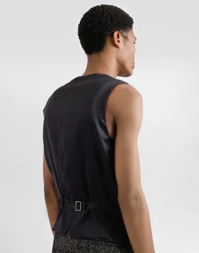 Dolce & Gabbana Wool Chevron Single-breasted Vest In Multi