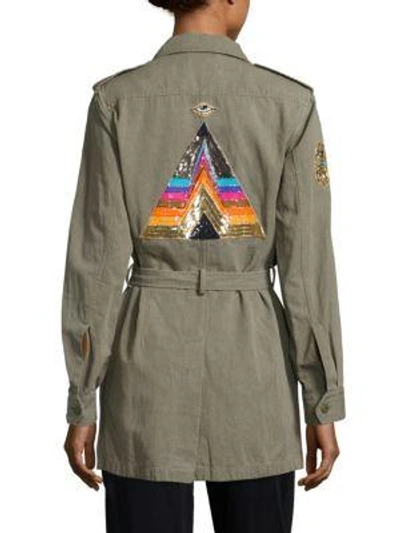 Shop Figue Embellished Cotton & Linen Safari Jacket In Fatigue Green