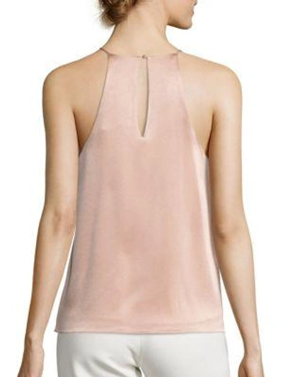 Shop Halston Heritage Ruffle Satin Halter Top In Almond