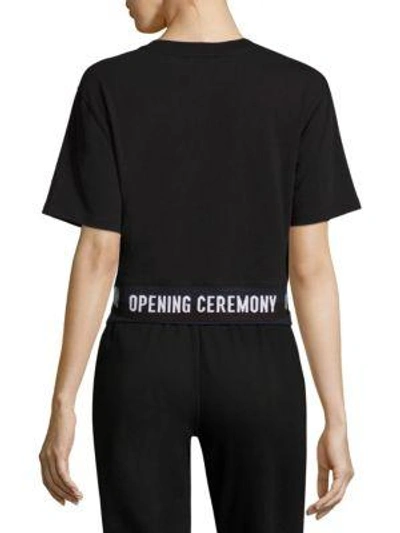 Shop Opening Ceremony Cropped Cotton Logo Tee In Black