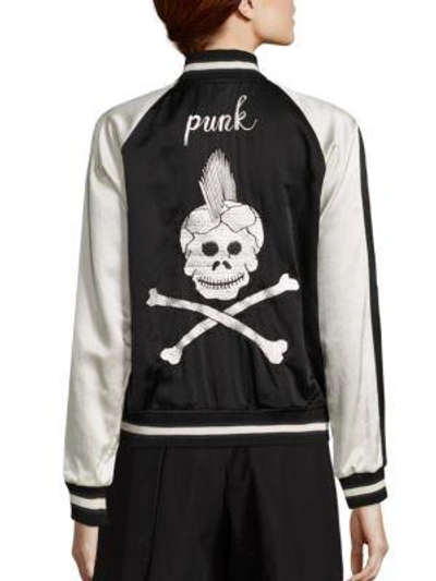 Shop R13 Punk Reversible Skull Bomber Jacket In Black