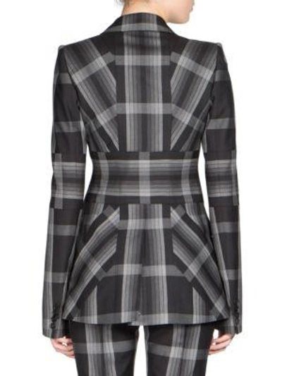 Shop Alexander Mcqueen Silk & Wool Plaid Blazer In Grey Black