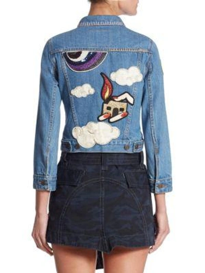 Shop Marc Jacobs Embellished Denim Jacket In Classic Indigo